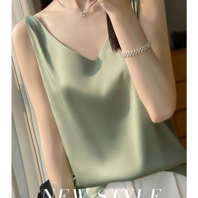 【巴黎精品】現貨限搶 頂級法式絲質上衣緞面背心名媛絲綢冰絲襯衫天絲無袖女T恤(純色5色b5a2)