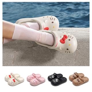 【HELLO KITTY】三麗鷗家族可愛凱蒂貓頭像造型EVA輕量柔軟透氣休閒涼拖鞋(洞洞鞋 布希鞋 海灘拖鞋)
