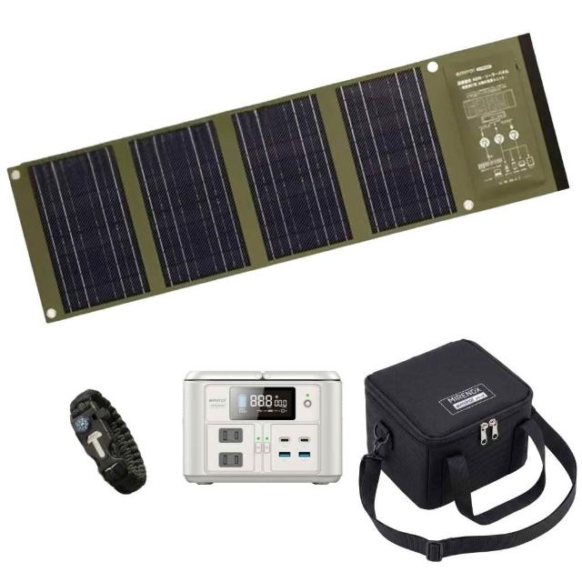 【MIRENEX】防災電力組｜200W儲能小瓦力PRO+40W高機動太陽能板+小瓦力專屬收納袋｜再贈五合一求生手環