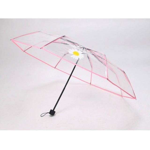 韓式時尚透明三折傘 自動開合雨傘 透明雨傘 摺疊傘