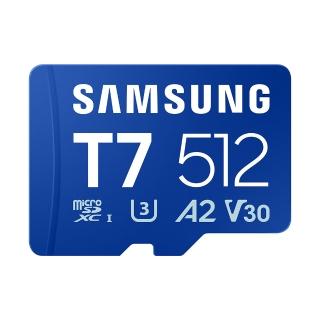 【Samsung 三星】T7 microSDXC UHS-I U3 A2 V30 512GB 記憶卡(MB-MB512T/WW)