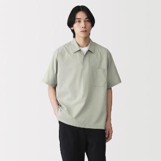 【MUJI 無印良品】男透氣短袖布帛POLO衫(灰色/黑色/藍色/暗藍)