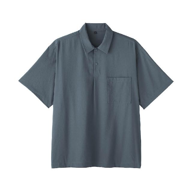 【MUJI 無印良品】男透氣短袖布帛POLO衫(灰色/黑色/藍色/暗藍)