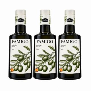 【FAMIGO】法米戈 西班牙原裝 冷壓特級初榨橄欖油 500ml×3入 經典款 (可生飲/酸度小於0.22%/橄欖為Picual)