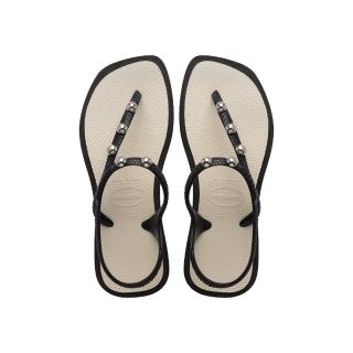 【havaianas 哈瓦仕】涼鞋 女鞋 夾腳拖 拖鞋 鉚釘 Flash Fusion 熊貓色 4150244-9576W (哈瓦士)