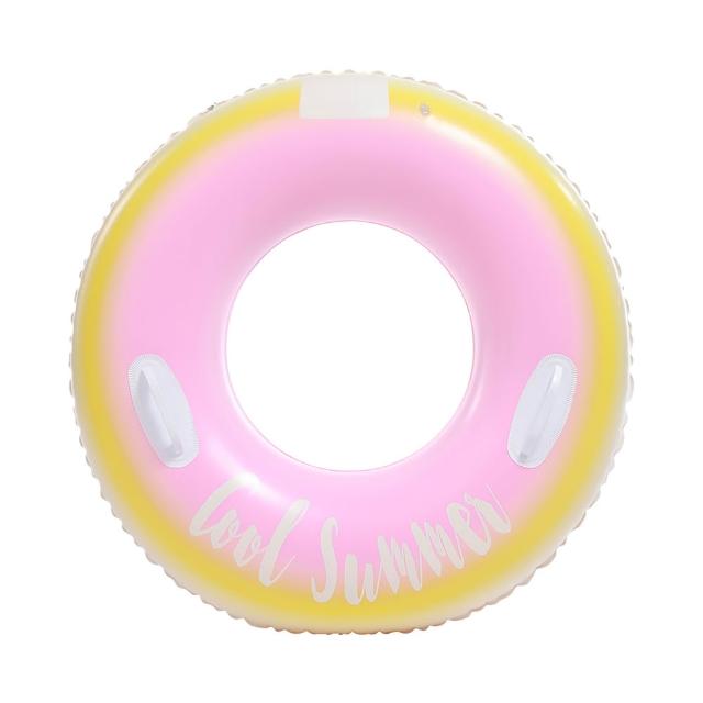 【Sumfun】馬卡龍游泳圈 PVC加厚防爆游泳圈 安全把手泳圈 成人浮圈 雙層氣囊充氣泳圈 戶外戲水泳具