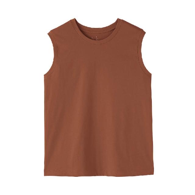 【MUJI 無印良品】女天竺無袖T恤(白色/灰色/黑色/磚紅)