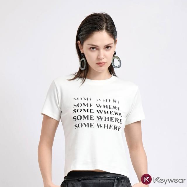 【KeyWear 奇威名品】清爽顯白字母短袖上衣T恤(共3色)