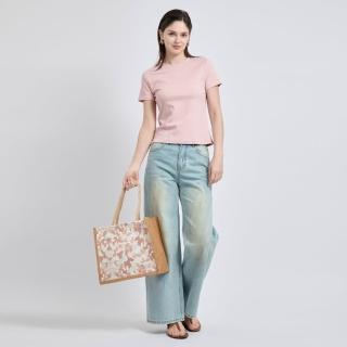 【KeyWear 奇威名品】水洗感修飾腿型顯瘦牛仔寬褲