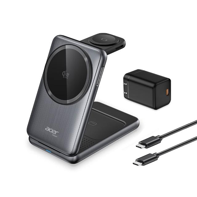 【Acer Gadget】Qi2.2 25W 三合一摺疊磁吸無線充電座組(ACC-MJ290)