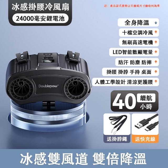 【佳美多】風扇 掛腰風扇 便攜式冷風扇 戶外工作降溫風扇 工業掛腰風扇 雙風道設計 可掛腰掛脖 十檔調節