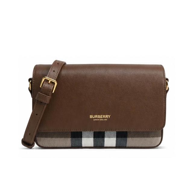 【BURBERRY 巴寶莉】BURBERRY Hampshire 經典格紋翻蓋斜背包(任選)