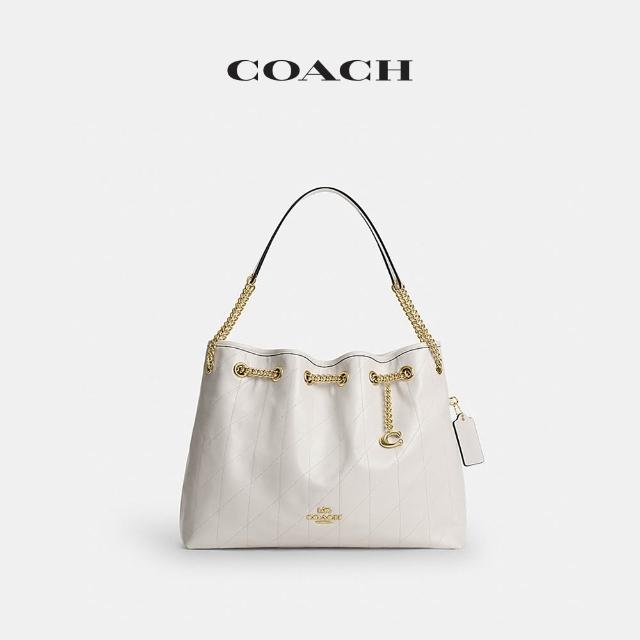 【COACH】蔻馳官方直營 EVELYN 絎縫細節單肩手袋 單肩包 掛件裝飾 大號-多款任選(CES33/CDR00)