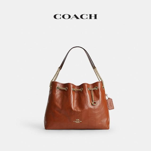 【COACH】蔻馳官方直營 EVELYN 絎縫細節單肩手袋 單肩包 掛件裝飾 大號-多款任選(CES33/CDR00)
