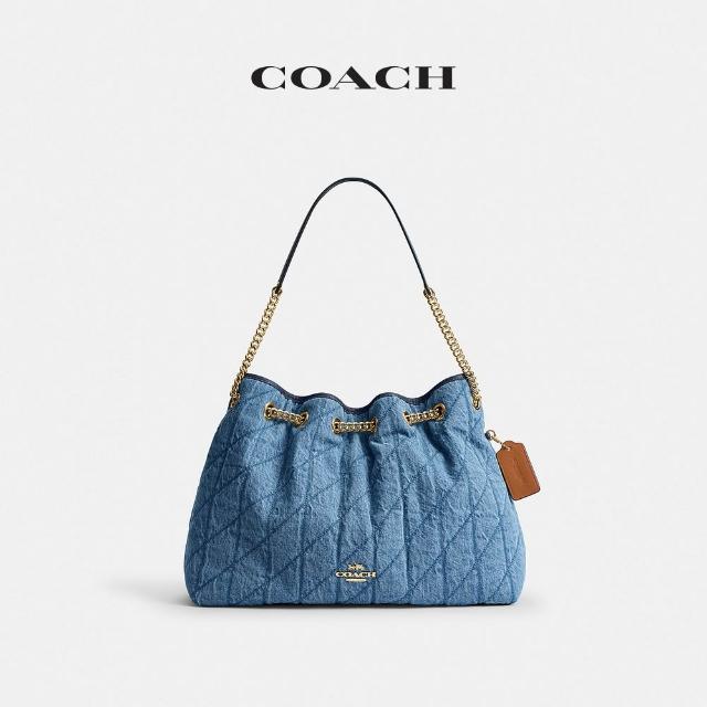 【COACH】蔻馳官方直營 EVELYN 絎縫細節單肩手袋 單肩包 掛件裝飾 大號-多款任選(CES33/CDR00)