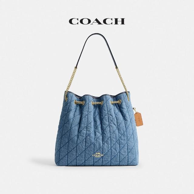 【COACH】蔻馳官方直營 EVELYN 絎縫細節單肩手袋 單肩包 掛件裝飾 大號-多款任選(CES33/CDR00)