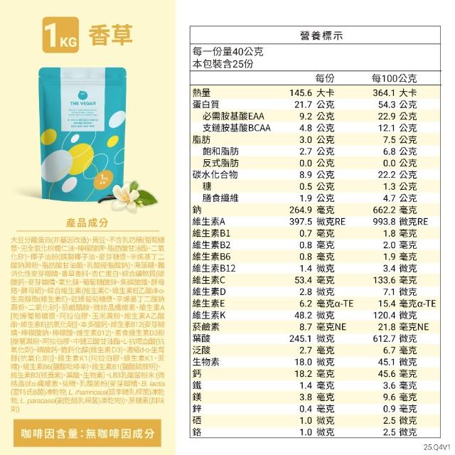 【THE VEGAN 樂維根】(分次配)經典植物優蛋白 1KG/袋(優蛋白.高蛋白.蛋白粉.台灣製造.全素)