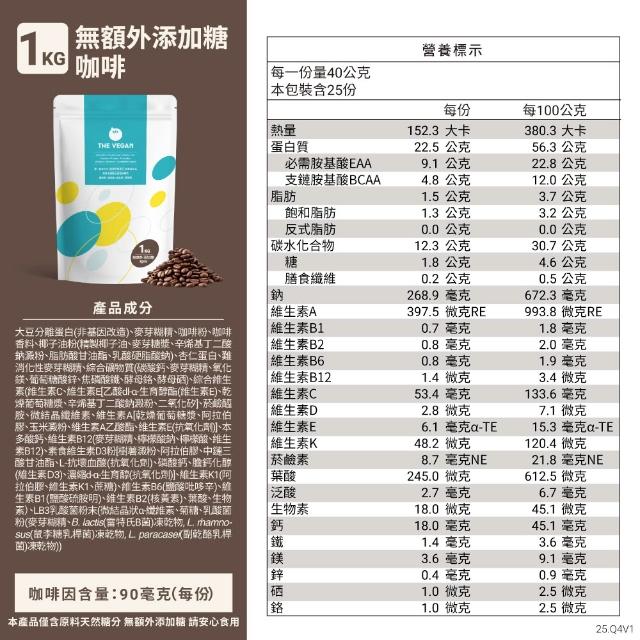 【THE VEGAN 樂維根】(分次配)經典植物優蛋白 1KG/袋(優蛋白.高蛋白.蛋白粉.台灣製造.全素)