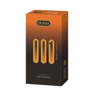 【Durex 杜蕾斯】001水性PU衛生套熱感潤滑裝1盒(6入 保險套/衛生套/安全套/避孕套/避孕)