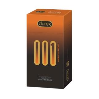 【Durex 杜蕾斯】001水性PU衛生套熱感潤滑裝1盒(10入 保險套/衛生套/安全套/避孕套/避孕)