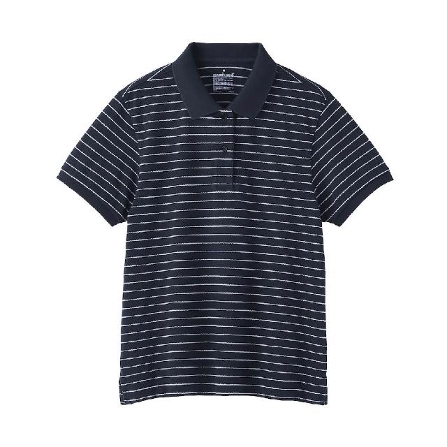 【MUJI 無印良品】女鹿子織短袖POLO衫(柔白/黑色/柔白橫紋/暗藍橫紋/煙燻棕橫紋)