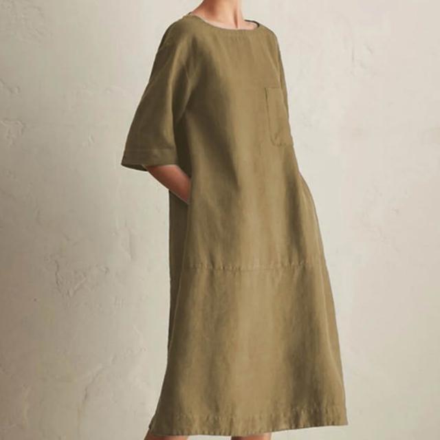 【巴黎精品】現貨+預購 亞麻棉麻連身裙洋裝連衣裙大尺碼女裝(日系簡約素色圓領無袖長裙女裙子3款b1a57 A)