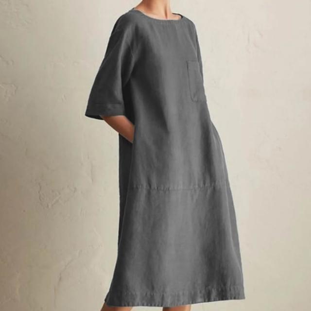 【巴黎精品】現貨+預購 亞麻棉麻連身裙洋裝連衣裙大尺碼女裝(日系簡約素色圓領無袖長裙女裙子3款b1a57 A)