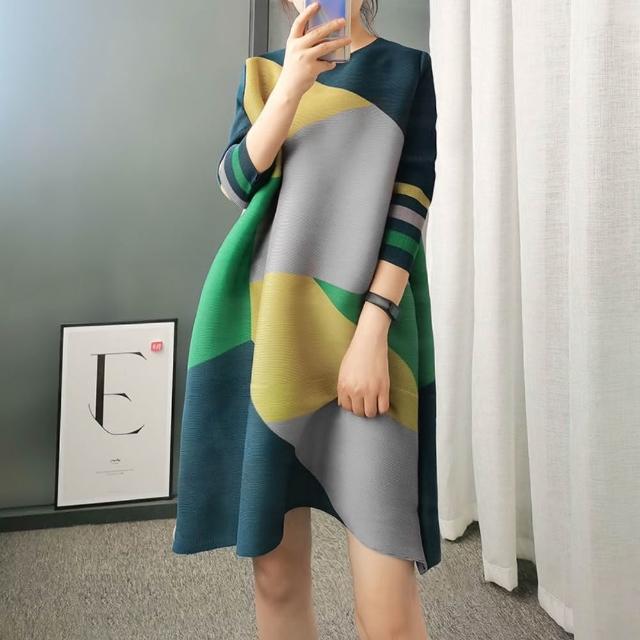 【巴黎精品】現貨+預購 三宅風皺褶衣連身裙壓褶洋裝大尺碼女裝連衣裙(時尚無袖背心女裙子3款b1a63 B)