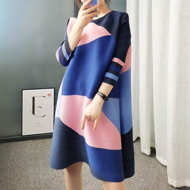 【巴黎精品】現貨+預購 三宅風皺褶衣連身裙壓褶洋裝大尺碼女裝連衣裙(時尚無袖背心女裙子3款b1a63 B)