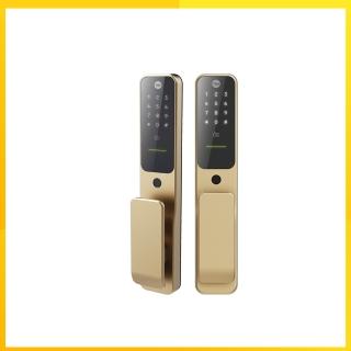 【Yale 耶魯】Hera Pro 輕薄推拉智能鎖/電子鎖-金 藍芽組合 (指紋│卡片│密碼│藍芽│Wifi│鑰匙/送安裝)