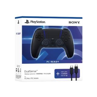 【SONY 索尼】PS5 DualSense 無線控制器/手把(午夜黑USB Cable for PC)