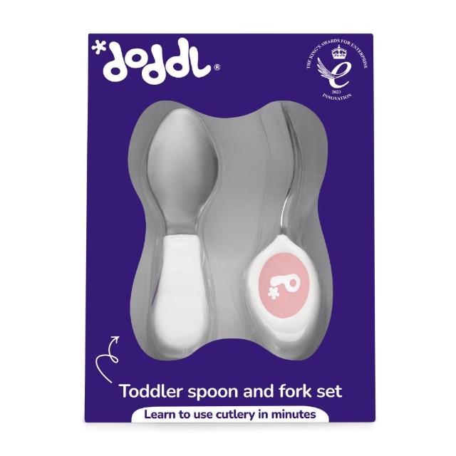 【Doddl】人體工學兒童學習餐具湯匙+叉子 2件組 寶寶湯匙 幼兒自主進食 副食品神器 原廠總代理出貨