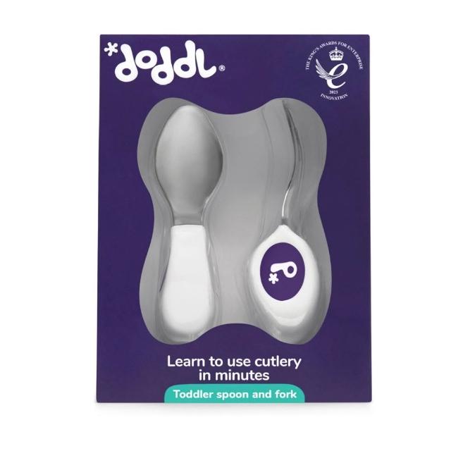 【Doddl】人體工學兒童學習餐具湯匙+叉子 2件組 寶寶湯匙 幼兒自主進食 副食品神器 原廠總代理出貨