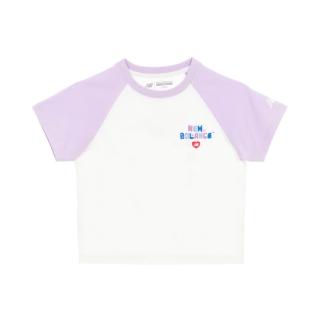 【NEW BALANCE】NB 童裝 拼接短袖上衣_7EG2V07TLAV_男童/女童_白紫色