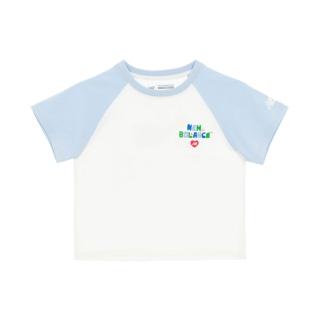 【NEW BALANCE】NB 童裝 拼接短袖上衣_7EG2V07TLBL_男童/女童_白淺藍色