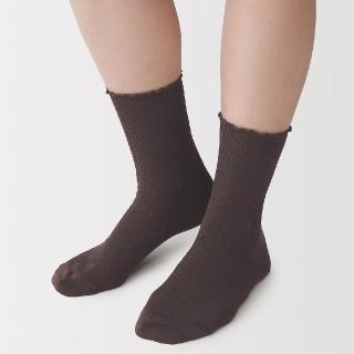 【MUJI 無印良品】女足口柔軟莫代爾混捲邊直角襪23-25cm(柔白/灰銀/深灰/黑色/煙燻粉/煙燻綠/紫紅/淡棕)