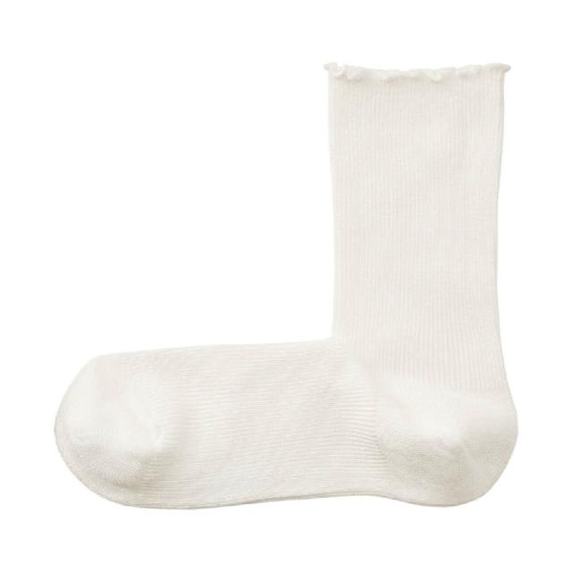【MUJI 無印良品】女足口柔軟莫代爾混捲邊直角襪23-25cm(柔白/灰銀/深灰/黑色/煙燻粉/煙燻綠/紫紅/淡棕)