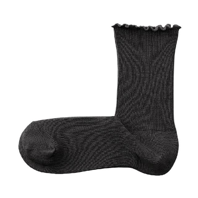 【MUJI 無印良品】女足口柔軟莫代爾混捲邊直角襪23-25cm(柔白/灰銀/深灰/黑色/煙燻粉/煙燻綠/紫紅/淡棕)