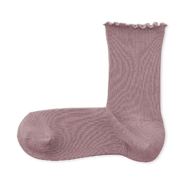 【MUJI 無印良品】女足口柔軟莫代爾混捲邊直角襪23-25cm(柔白/灰銀/深灰/黑色/煙燻粉/煙燻綠/紫紅/淡棕)