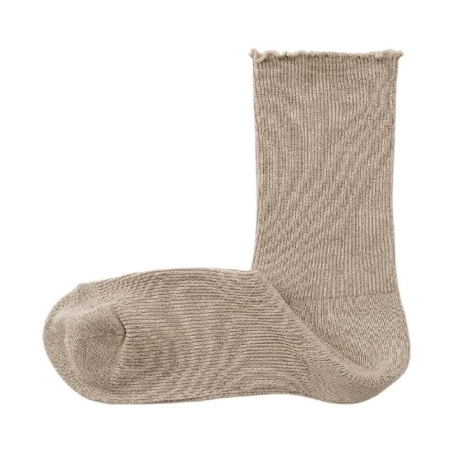【MUJI 無印良品】女足口柔軟莫代爾混捲邊直角襪23-25cm(柔白/灰銀/深灰/黑色/煙燻粉/煙燻綠/紫紅/淡棕)