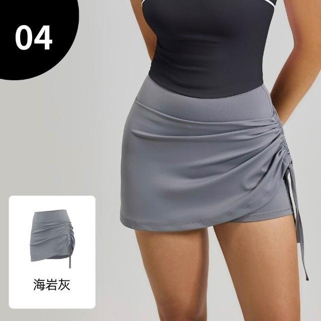 【巴黎精品】現貨+預購 瑜珈褲假兩件運動短裙抽縐高腰緊身褲內搭褲(防走光速乾健身跑步女短褲子7色f1aa12)