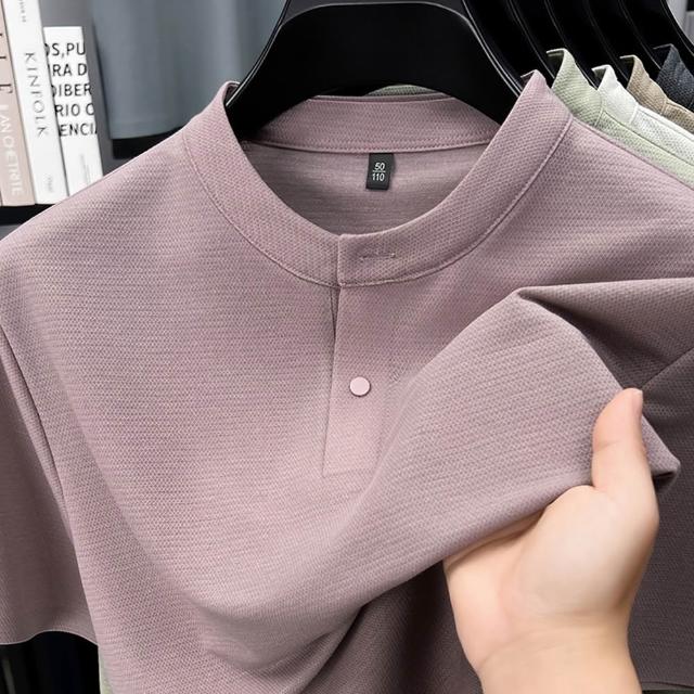 【巴黎精品】現貨+預購男T恤圓領短袖上衣高彈力男裝高爾夫球衫冰絲涼感亞麻透氣男襯衫6色p174ng27