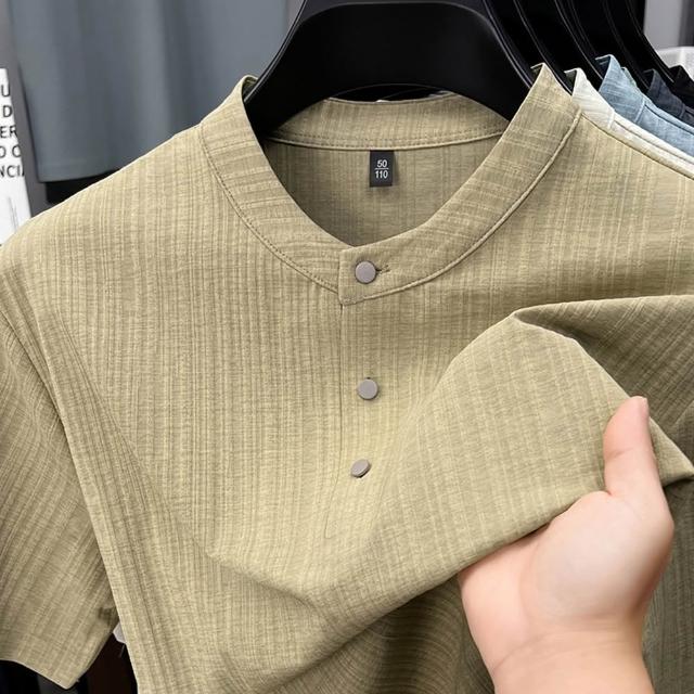 【巴黎精品】現貨+預購男T恤圓領短袖上衣高彈力男裝高爾夫球衫冰絲涼感透氣潮流男襯衫6色p174ng28