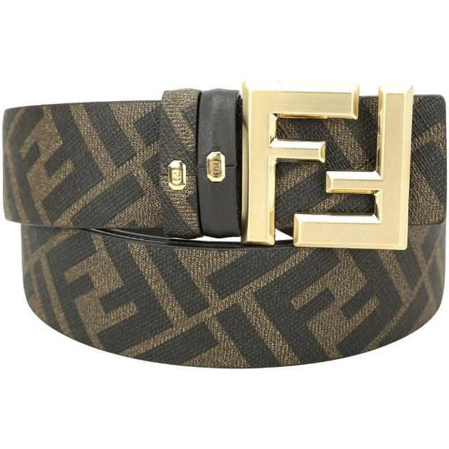 【FENDI 芬迪】FF Squared 雙面用 35mm 老花拼牛皮腰帶(多款 皮帶 皮件 真皮)