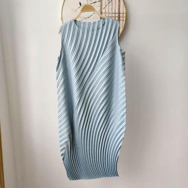 【巴黎精品】現貨+預購 三宅風皺褶衣服連身裙褶皺上衣洋裝名媛大尺碼女裝(無袖長裙女裙子5款b1a76 C)
