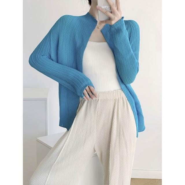 【巴黎精品】現貨+預購 三宅風皺褶衣服外套高級摺衣罩衫襯衫顯瘦大尺碼女裝(寬鬆防曬女外套多款3款b1a77 B)
