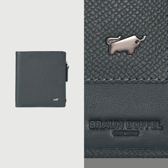 【BRAUN BUFFEL 德國小金牛】HOMME-ZW 6卡直立拉鍊零錢袋短夾-多色任選(BF599-325-BK/NY) 錢包送禮推薦