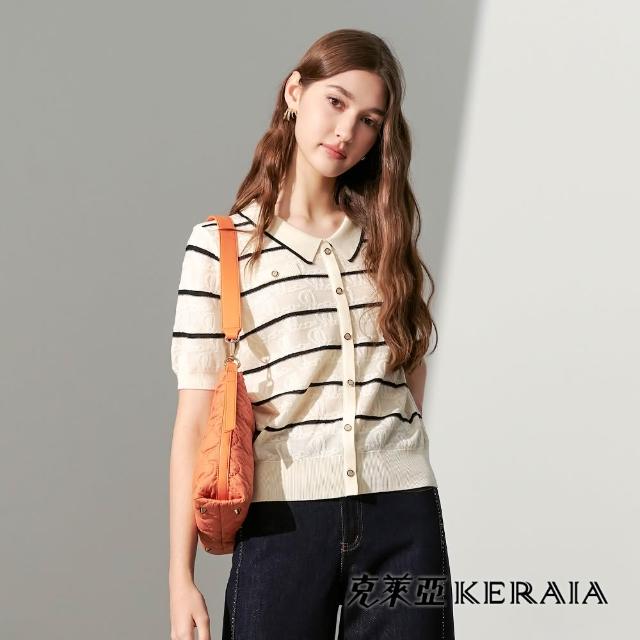【KERAIA 克萊亞】浮光織夢緹花/燙鑽針織上衣(兩款)