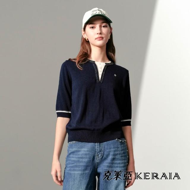 【KERAIA 克萊亞】浮光織夢緹花/燙鑽針織上衣(兩款)