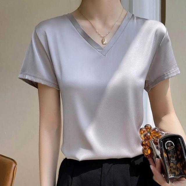 【巴黎精品】現貨限搶 頂級法式絲質上衣緞面背心名媛絲綢冰絲襯衫天絲無袖女T恤(純色3款a1iz25 C)